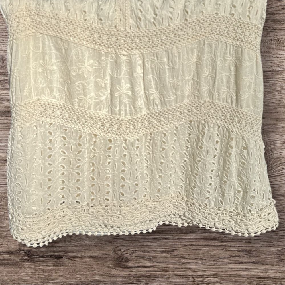 Gorgeous Sundance short sleeve eyelet mini 100% cotton ivory dress- like new! 4 - Picture 13 of 14